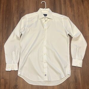 NWOT David Donahue Men's Crisp White Dress Shirt Trim 16 34 / 35